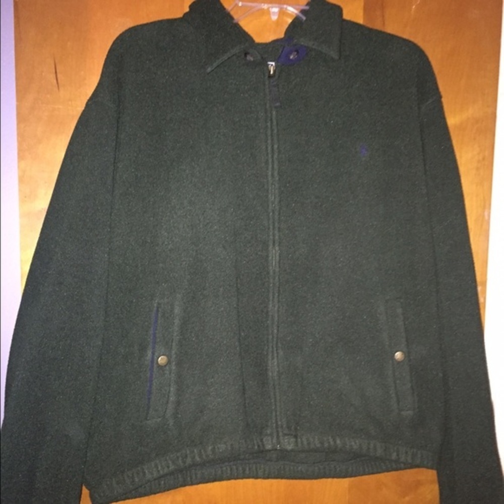 𝅺Men ralph lauren polo green fleece jacket coat xxl